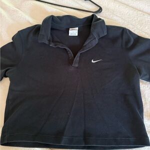 Nike black crop Polo Shirt with Logo
